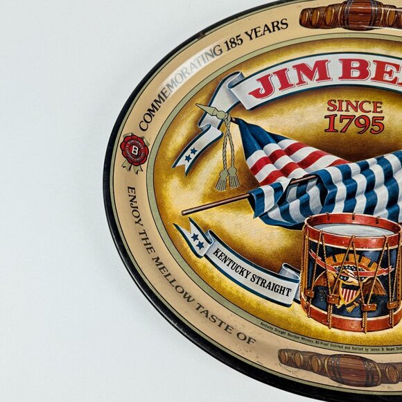 Vintage Jim Beam Metal Tray 1980 Bar Wall Sign Bourbon Whiskey Decor USA - Picture 3 of 9